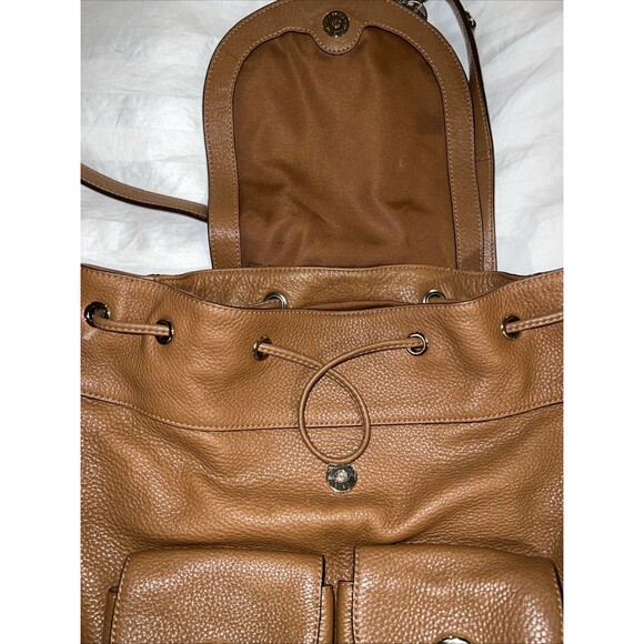 COACH F37410 Billy Brown Backpack Leather Gold Hardware Drawstring Backpack Bag - Picture 6 of 16